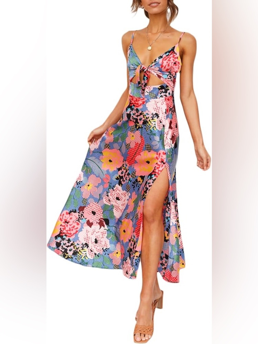 Floral Cutout Maxi Dress with Side Slit